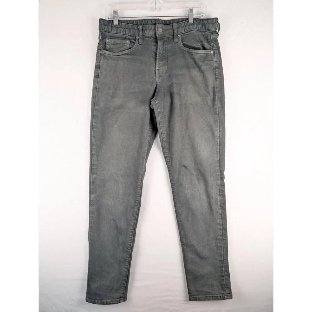 Bonobos Gray Denim Slim Fit Jeans Mens 32x31 Taper Distressed‎ 5 Pocket Mid Rise